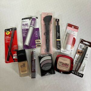 Set Of 10-Piece Makeup Kit Mascara Lip Balm Eyeliner Satin Foundation Brush